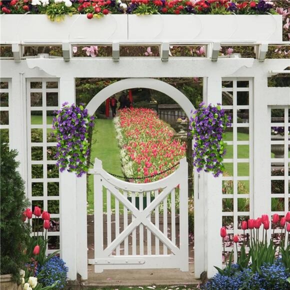 2PCS Artificial Hanging Flowers, Fake Hanging Plants Violet Vines UV Resistant - Picture 5 of 7